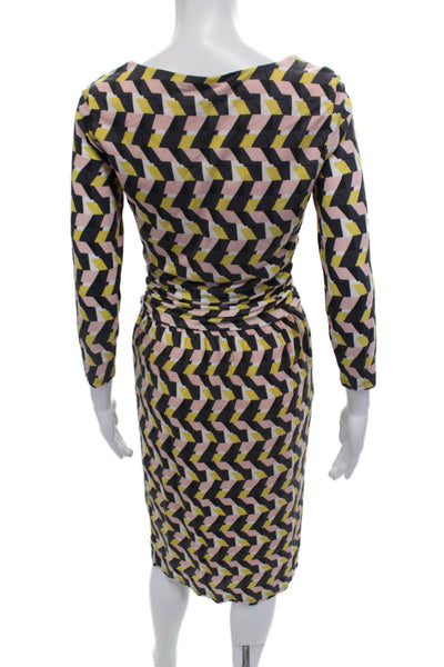 Boden Womens Geometric Print Half Sleeve A Line Dress Multicolor Size 4