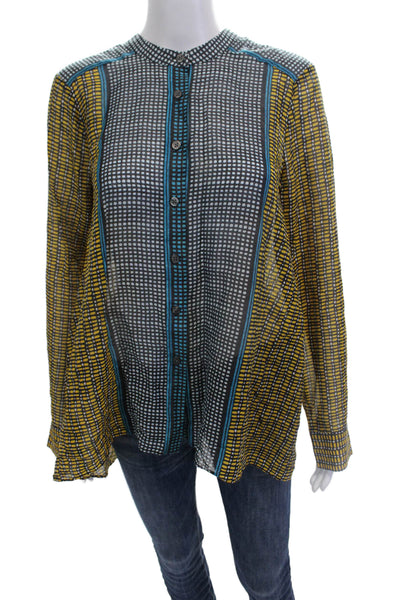 BCBGMAXAZRIA Womens Cotton Geometric Print Button Up Shirt Multicolor Size S