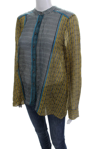 BCBGMAXAZRIA Womens Cotton Geometric Print Button Up Shirt Multicolor Size S