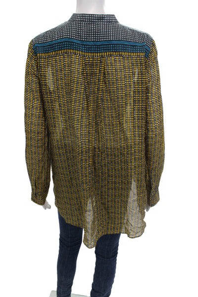 BCBGMAXAZRIA Womens Cotton Geometric Print Button Up Shirt Multicolor Size S