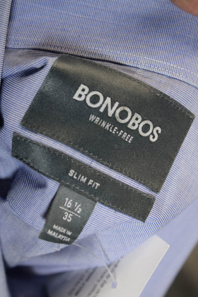 Bonobos Mens Button Front Long Sleeve Collared Slim Dress Shirt Blue Size 16.5