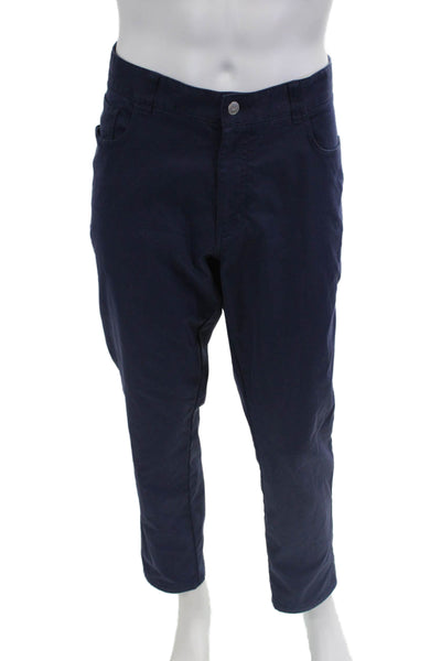 Peter Millar Mens Zip Up Mid Rise Slim Leg Pants Navy Blue Size 36X30