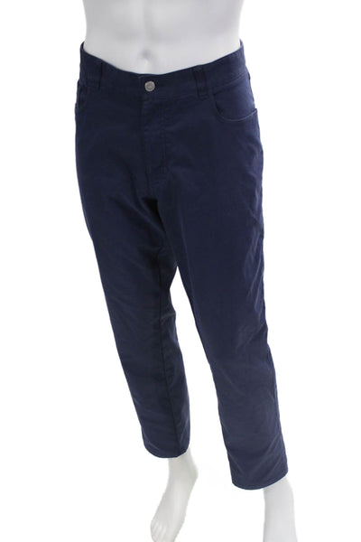 Peter Millar Mens Zip Up Mid Rise Slim Leg Pants Navy Blue Size 36X30