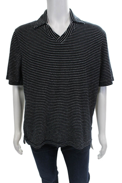 Ted Baker London Mens Striped Short Sleeves Polo Shirt Black White Size 4