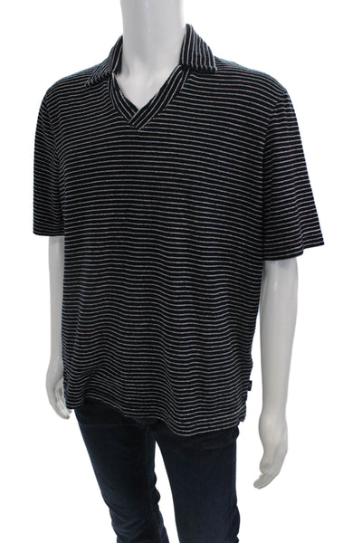 Ted Baker London Mens Striped Short Sleeves Polo Shirt Black White Size 4
