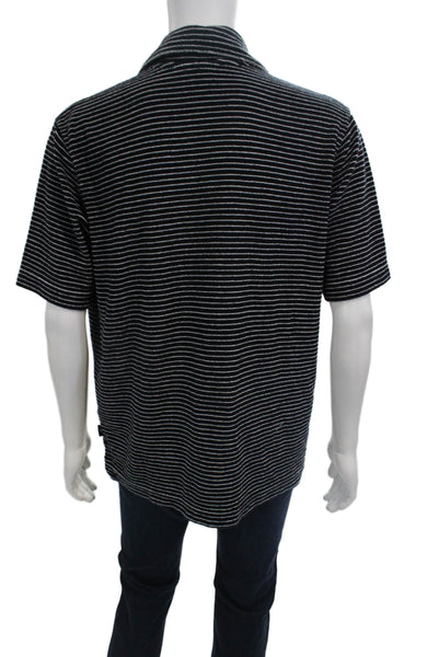 Ted Baker London Mens Striped Short Sleeves Polo Shirt Black White Size 4