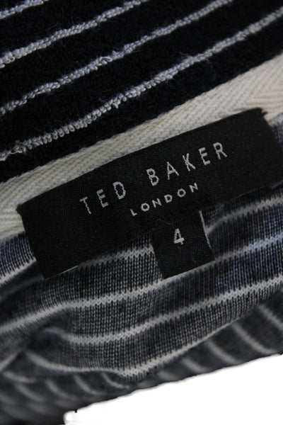Ted Baker London Mens Striped Short Sleeves Polo Shirt Black White Size 4