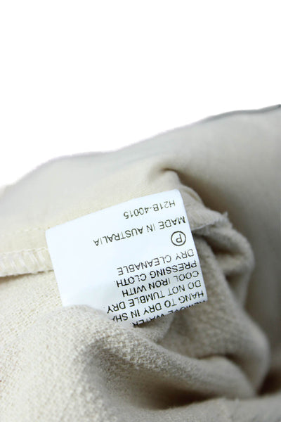 Bec & Bridge Womens Cotton Pleated High-Rise Wide Leg Pants Beige Size 4