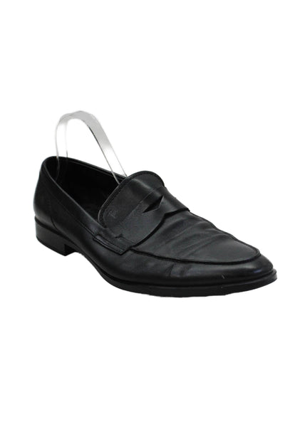Tods Mens Leather Slip On Loafers Dress Shoes Black Size 9.5