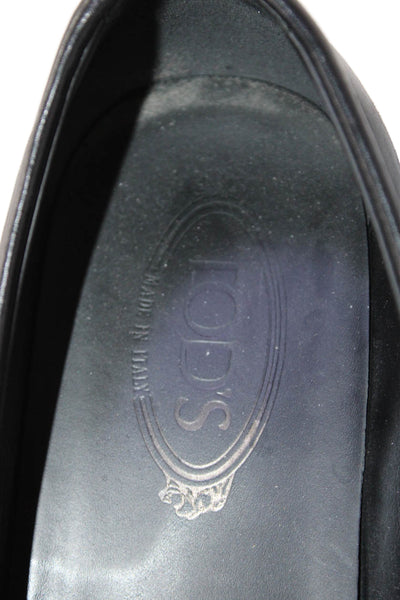 Tods Mens Leather Slip On Loafers Dress Shoes Black Size 9.5