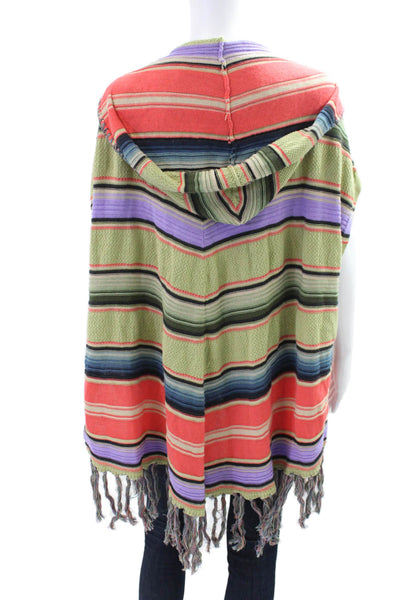 Moth Womens Cotton Striped Hooded Sleeveless Cardigan Top Green Size XS/S