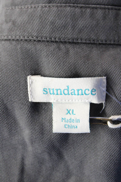 Sundance Womens Collar Button Front Straight Leg Overalls Gray Size XL