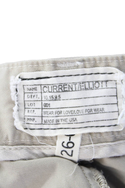 Current/Elliott Womens Cotton Zip Button Casual Shorts Khaki Size EUR 26
