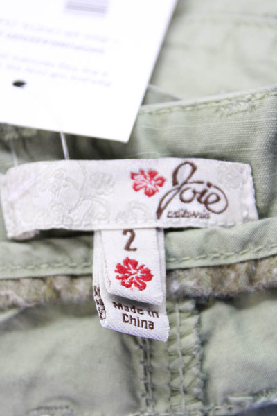 Joie Womens Cotton Zip Button Lined Casual Shorts Green Size 02