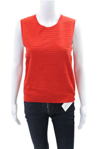 Theory Women's Round Neck Sleeveless Sweater Blouse Red Size M