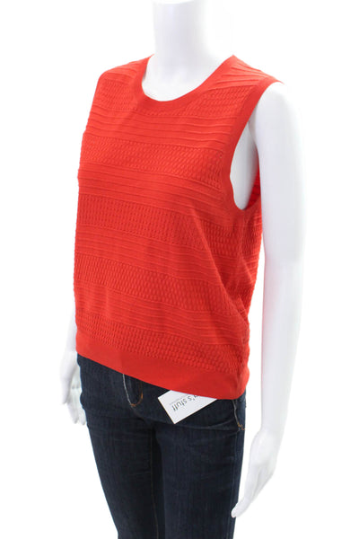 Theory Women's Round Neck Sleeveless Sweater Blouse Red Size M