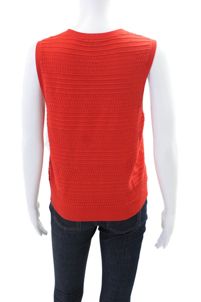 Theory Women's Round Neck Sleeveless Sweater Blouse Red Size M