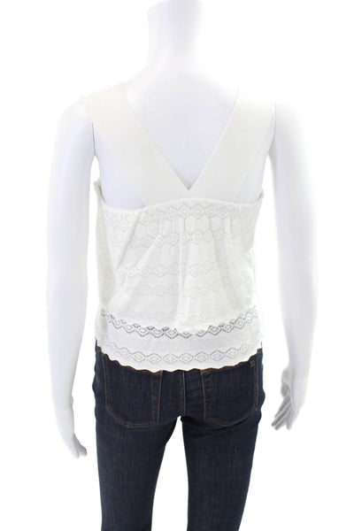 ALC Women's Sleeveless Square Neck Ruffle Tank Top White Size S