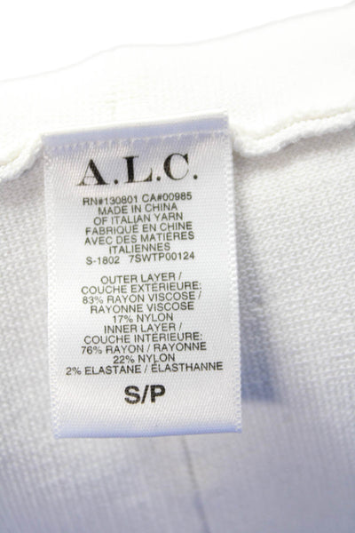 ALC Women's Sleeveless Square Neck Ruffle Tank Top White Size S