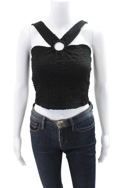 MNG Women's Halter Neck Sleeveless Cropped Top Black Size S