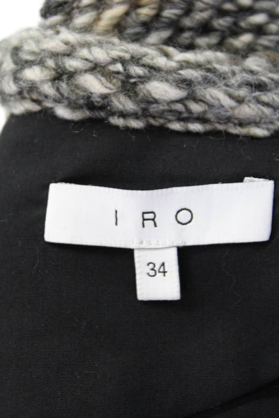IRO Women's Long Sleeves Button Up Round Neck Jacket Black Size 34