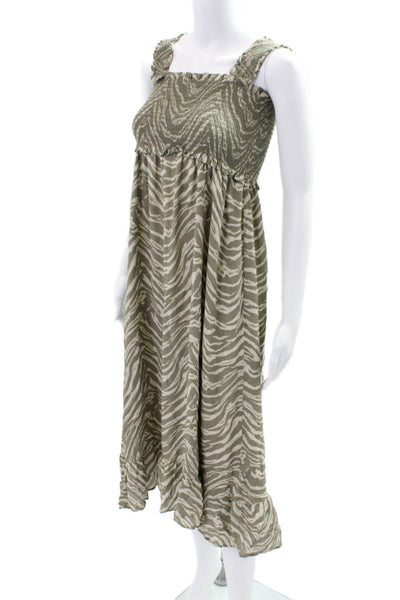 Rails Womens Square Neck Smocked Sleeveless Tiered Midi Dress Gray Size S
