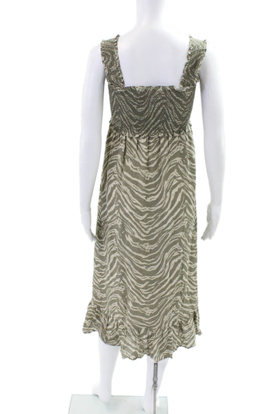 Rails Womens Square Neck Smocked Sleeveless Tiered Midi Dress Gray Size S