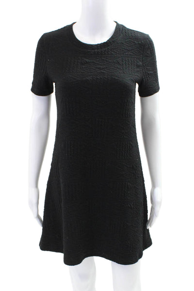 Rag & Bone Women's Short Sleeves Round Neck Mini T-Shirt Dress Black Size S