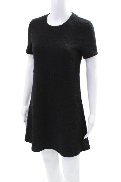 Rag & Bone Women's Short Sleeves Round Neck Mini T-Shirt Dress Black Size S