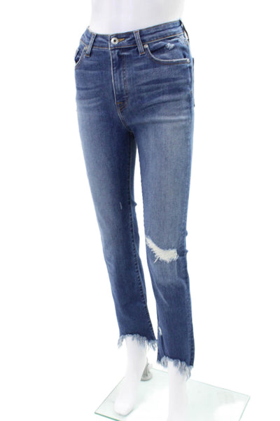 Jonathan Simkhai Women Cropped Straight High Waist Blue Jeans Size 25