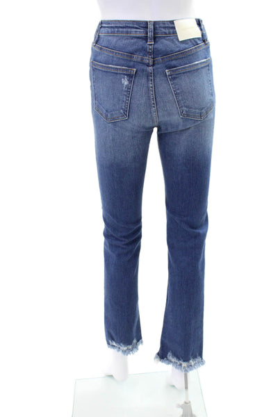 Jonathan Simkhai Women Cropped Straight High Waist Blue Jeans Size 25