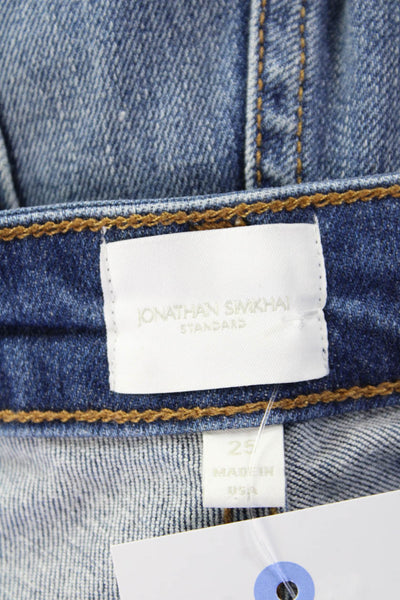Jonathan Simkhai Women Cropped Straight High Waist Blue Jeans Size 25
