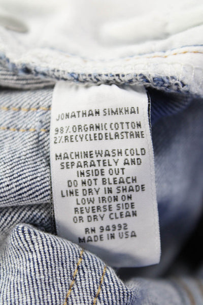 Jonathan Simkhai Women Cropped Straight High Waist Blue Jeans Size 25