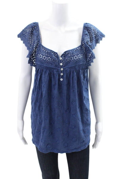 Sundance Womens Sleeveless Blouse Blue Size M