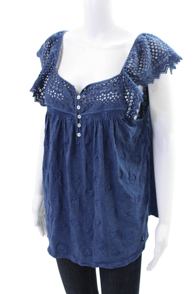 Sundance Womens Sleeveless Blouse Blue Size M