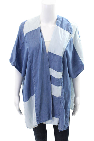 philosophy Womens Open Duster Blouse Blue One Size