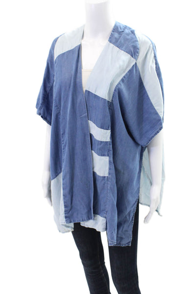 philosophy Womens Open Duster Blouse Blue One Size