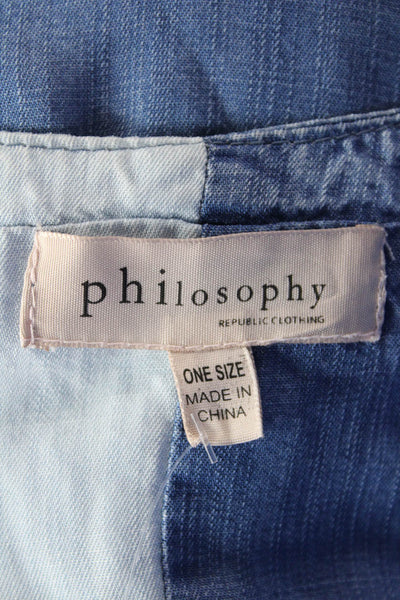 philosophy Womens Open Duster Blouse Blue One Size
