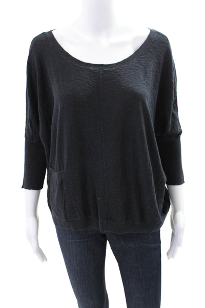 Vince Women's Dolmen's Sleeves Round Neck Pullover Sweater Black Size L