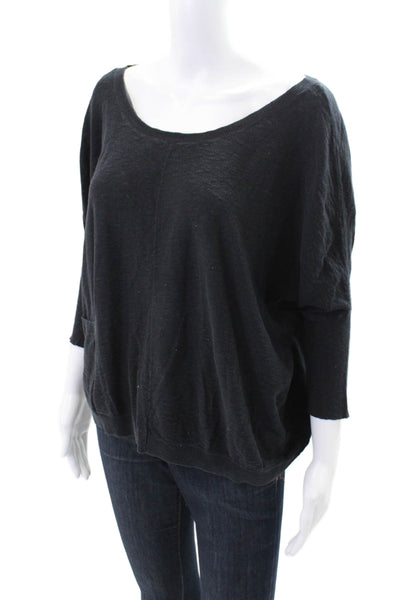 Vince Women's Dolmen's Sleeves Round Neck Pullover Sweater Black Size L