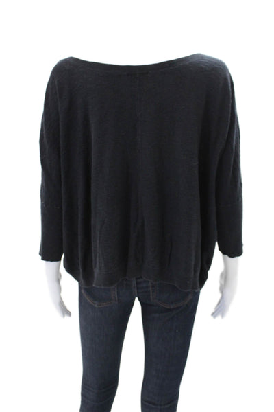 Vince Women's Dolmen's Sleeves Round Neck Pullover Sweater Black Size L