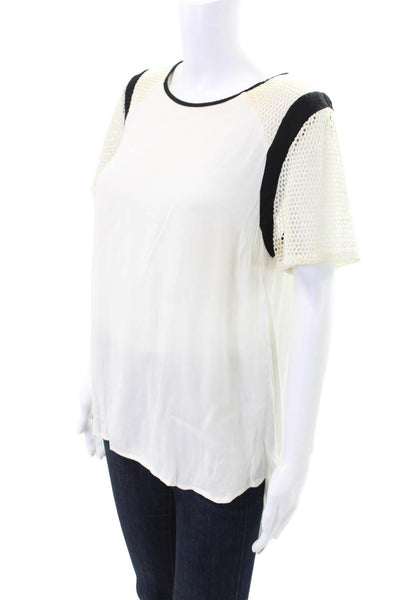 Daniel Rainn Women's Round Neck Mesh Hi-Lo Hem Tunic Cream Size L