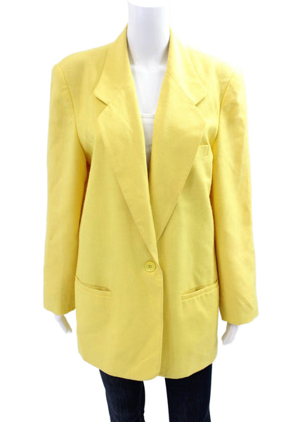 Worthington Women's Long Sleeves Lined One Button Jacket Yellow Size 14