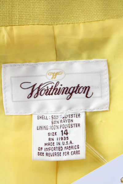 Worthington Women's Long Sleeves Lined One Button Jacket Yellow Size 14