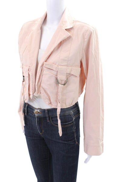 The Drop Women's Long Sleeves Open Front Cropped Jacket Pink Size M