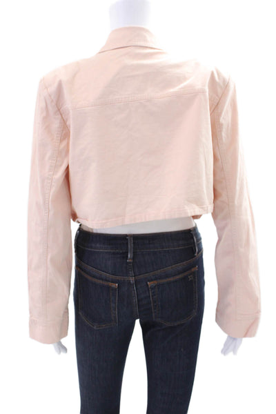 The Drop Women's Long Sleeves Open Front Cropped Jacket Pink Size M