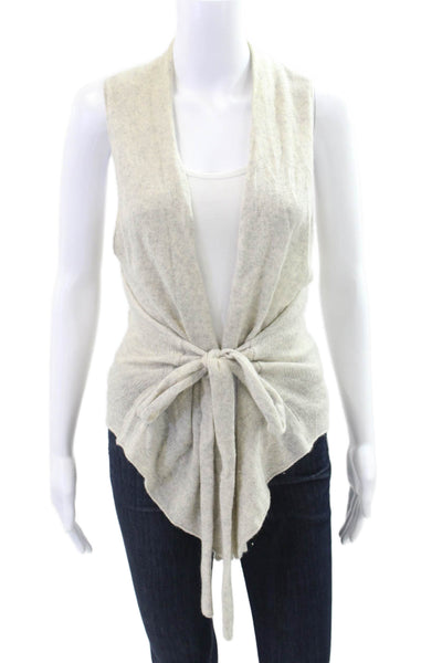 Christopher Fischer Women's V-Neck Sleeveless Tie Front Sweater Gray Size L