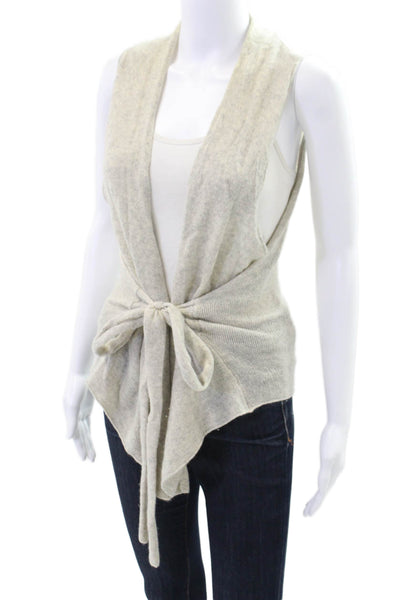 Christopher Fischer Women's V-Neck Sleeveless Tie Front Sweater Gray Size L