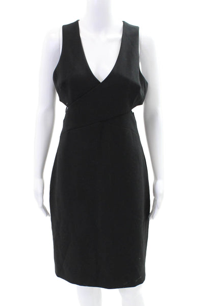 Elizabeth & James Women's V-Neck Sleeveless Cut-Out Midi Dress Black Size 12