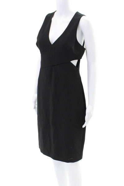 Elizabeth & James Women's V-Neck Sleeveless Cut-Out Midi Dress Black Size 12
